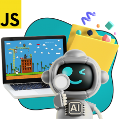 Язык программирования JavaScript + AI. Проектное обучение + геймификация + AI-помощники - КИБЕРшкола программирования для детей, компьютерные курсы для школьников, начинающих и подростков - KIBERone г. Проспект Вернадского
